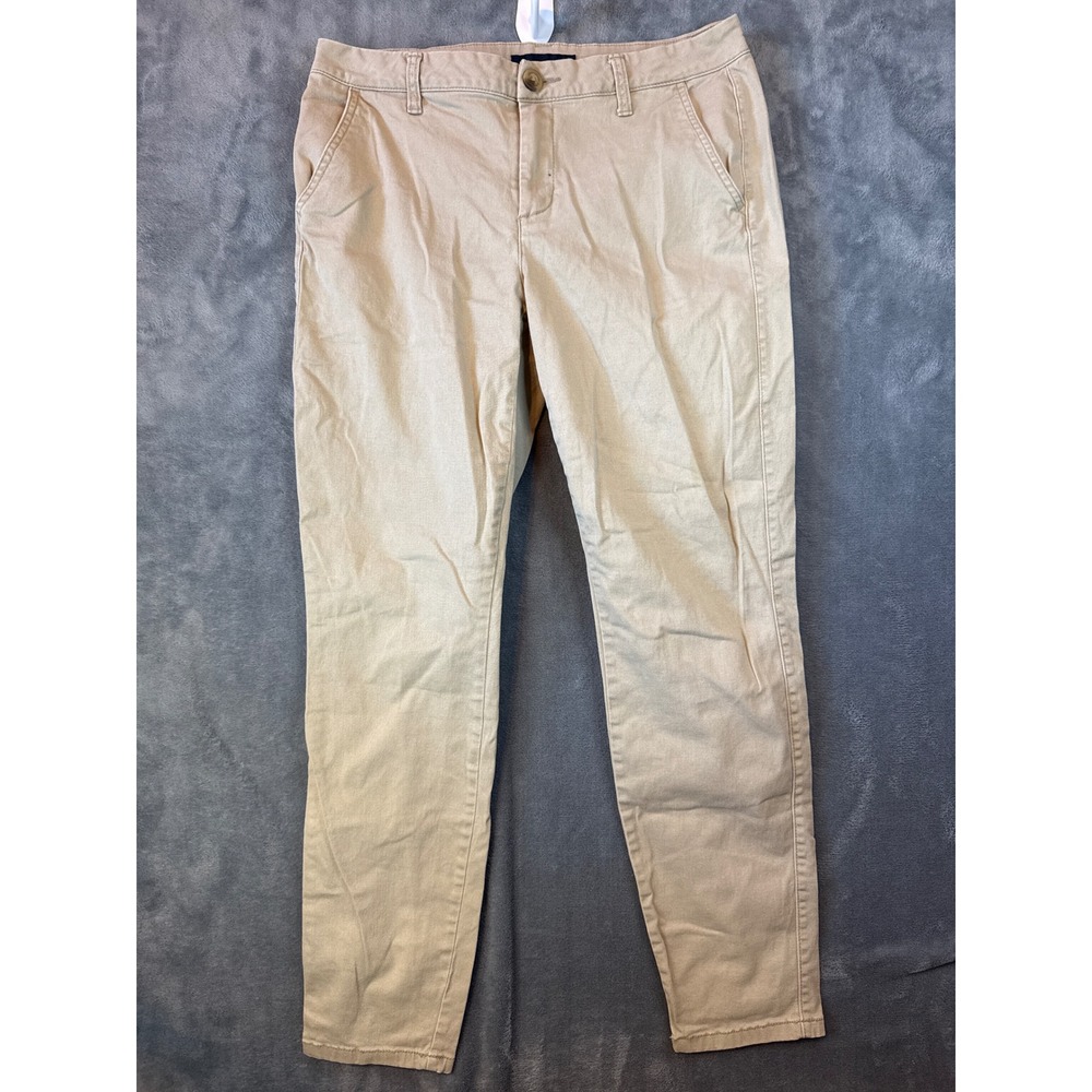 Aeropostale Womens Skinny Chino Pants Khaki Tan Size 8 Stretch Cotton Trousers